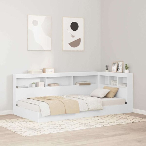 Krevet s policama Bijelo 90 x 190 cm Konstruirano drvo - Bijela / 90 x 190 cm