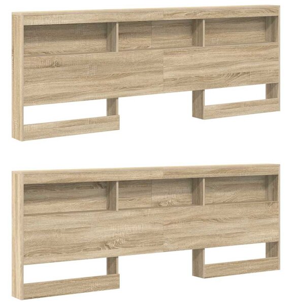 Krevet s policama sonoma hrast 180 x 200 cm Konstruirano drvo - Smeđa / 180 x 200 cm