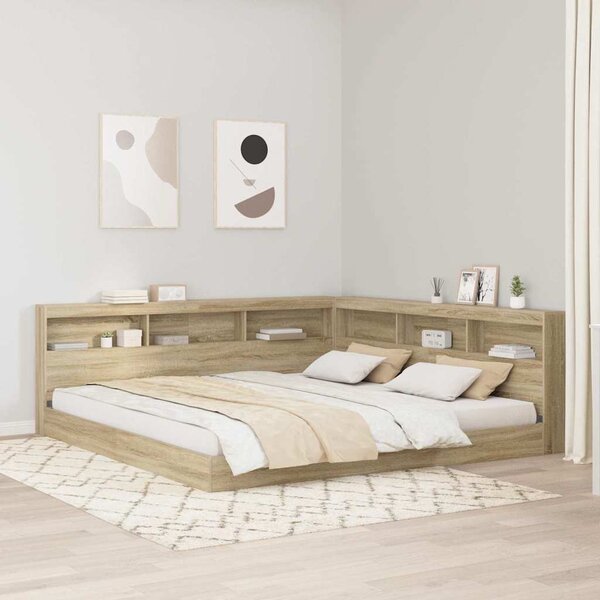 Krevet s policama sonoma hrast 180 x 200 cm Konstruirano drvo - Smeđa / 180 x 200 cm
