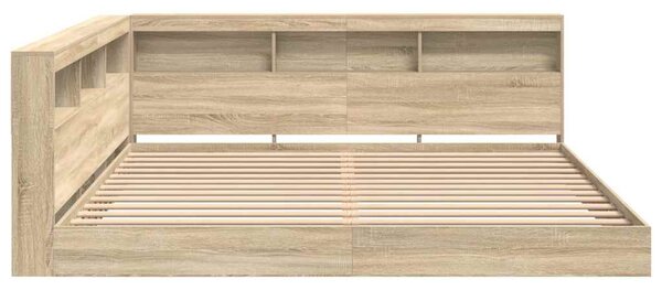 Krevet s policama sonoma hrast 180 x 200 cm Konstruirano drvo - Smeđa / 180 x 200 cm