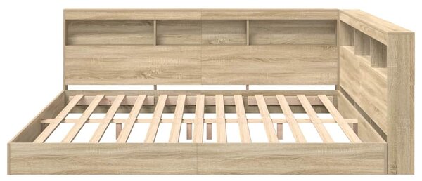 Krevet s policama sonoma hrast 180 x 200 cm Konstruirano drvo - Smeđa / 180 x 200 cm