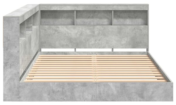 Krevet s policama Beton siva 160 x 200 cm Konstruirano drvo - Siva / 160 x 200 cm