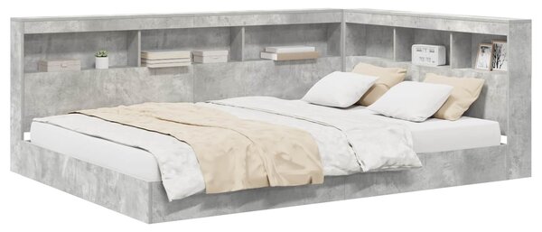 Krevet s policama Beton siva 160 x 200 cm Konstruirano drvo - Siva / 160 x 200 cm