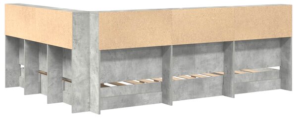 Krevet s policama Beton siva 160 x 200 cm Konstruirano drvo - Siva / 160 x 200 cm