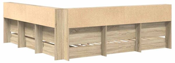 Krevet s policama sonoma hrast 180 x 200 cm Konstruirano drvo - Smeđa / 180 x 200 cm