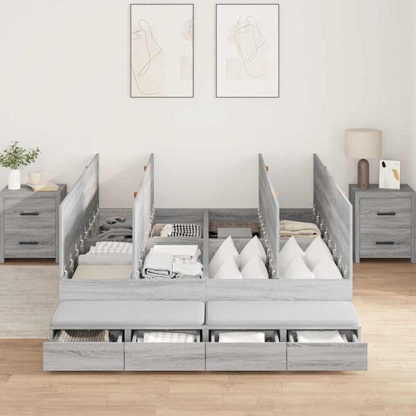 Krevet s ladicama Siva Sonoma 135 cm Konstruirano drvo - Siva / 135 cm