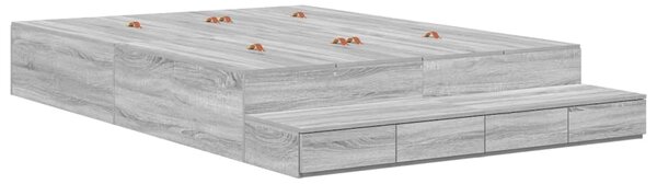 Krevet s ladicama Siva Sonoma 135 cm Konstruirano drvo - Siva / 135 cm