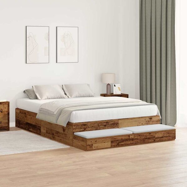 Krevet s ladicama Staro drvo 135 cm Konstruirano drvo - Smeđa / 135 cm