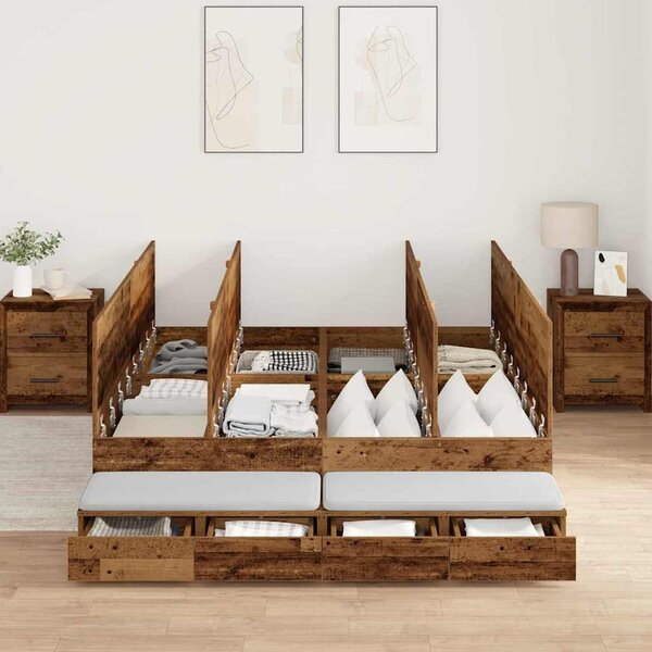 Krevet s ladicama Staro drvo 135 cm Konstruirano drvo - Smeđa / 135 cm