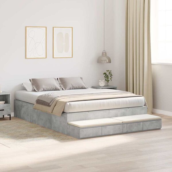 Krevet s ladicama Betonski sivi 140 cm Konstruirano drvo - Siva / 140 cm