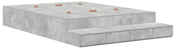 Krevet s ladicama Betonski sivi 140 cm Konstruirano drvo - Siva / 140 cm