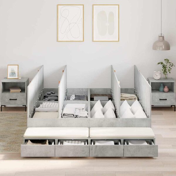 Krevet s ladicama Betonski sivi 140 cm Konstruirano drvo - Siva / 140 cm