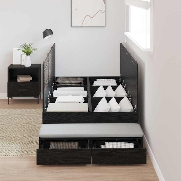 Krevet s ladicama s ladicama Crni hrast 75 cm Konstruirano drvo - Crna / 75 cm