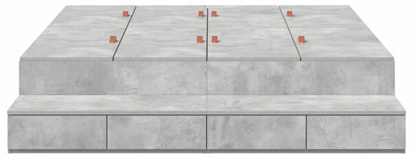 Krevet s ladicama Betonski sivi 140 cm Konstruirano drvo - Siva / 140 cm