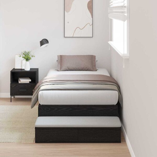 Krevet s ladicama s ladicama Crni hrast 75 cm Konstruirano drvo - Crna / 75 cm