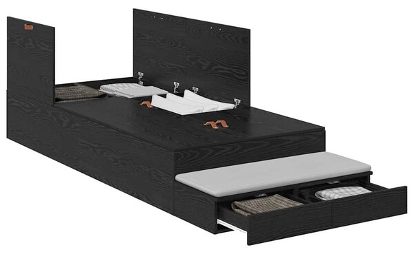 Krevet s ladicama s ladicama Crni hrast 75 cm Konstruirano drvo - Crna / 75 cm