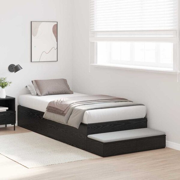 Krevet s ladicama s ladicama Crni hrast 75 cm Konstruirano drvo - Crna / 75 cm