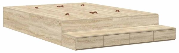 Krevet s ladicama Sonoma hrast 140 cm Konstruirano drvo - Smeđa / 140 cm