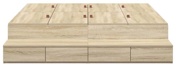 Krevet s ladicama Sonoma hrast 140 cm Konstruirano drvo - Smeđa / 140 cm