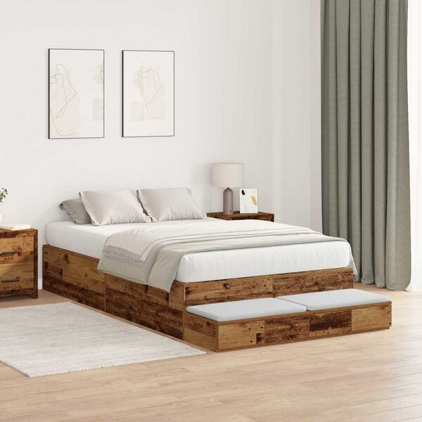 Krevet s ladicama Staro drvo 120 cm Konstruirano drvo - Smeđa / 120 cm