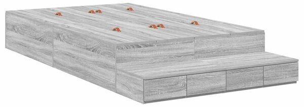Krevet s ladicama Siva Sonoma 120 cm Konstruirano drvo - Siva / 120 cm