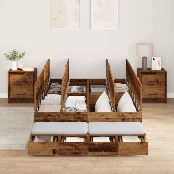 Krevet s ladicama Staro drvo 120 cm Konstruirano drvo - Smeđa / 120 cm