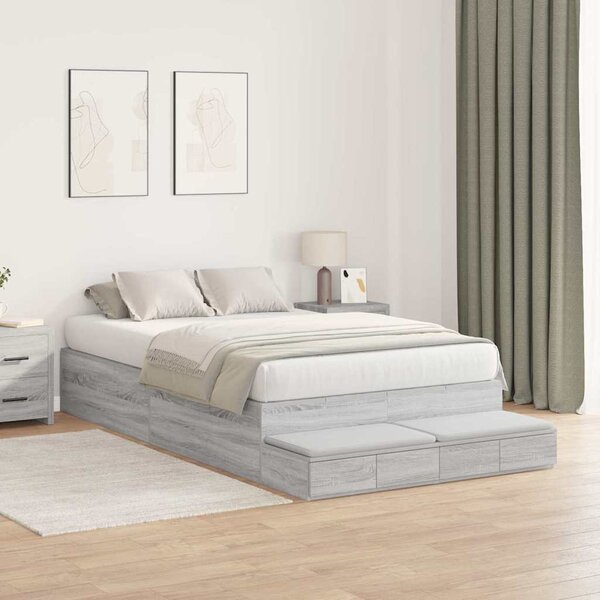 Krevet s ladicama Siva Sonoma 120 cm Konstruirano drvo - Siva / 120 cm