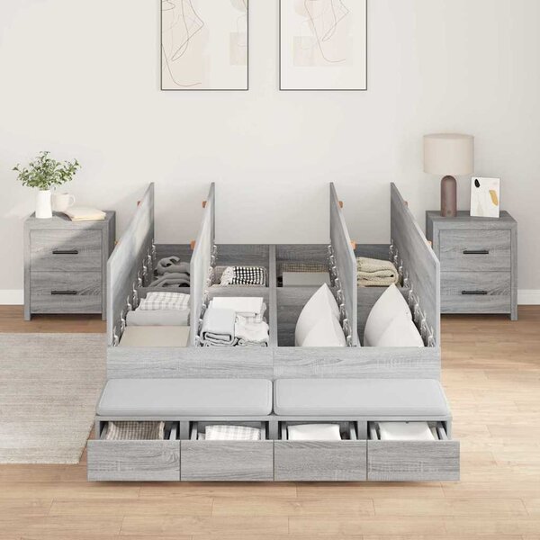 Krevet s ladicama Siva Sonoma 120 cm Konstruirano drvo - Siva / 120 cm