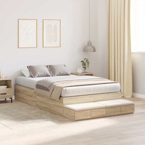 Krevet s ladicama Sonoma hrast 120 cm Konstruirano drvo - Smeđa / 120 cm
