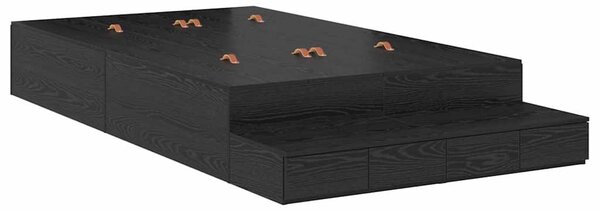 Krevet s ladicama Crni hrast 120 cm Konstruirano drvo - Crna / 120 cm