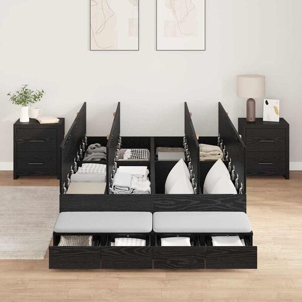 Krevet s ladicama Crni hrast 120 cm Konstruirano drvo - Crna / 120 cm