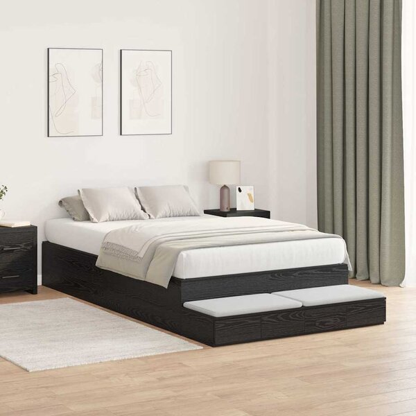 Krevet s ladicama Crni hrast 120 cm Konstruirano drvo - Crna / 120 cm