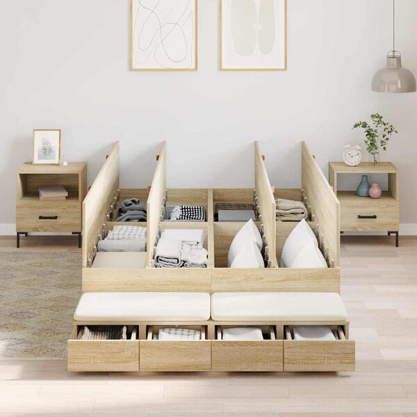 Krevet s ladicama Sonoma hrast 120 cm Konstruirano drvo - Smeđa / 120 cm