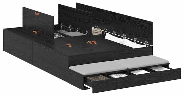 Krevet s ladicama Crni hrast 120 cm Konstruirano drvo - Crna / 120 cm