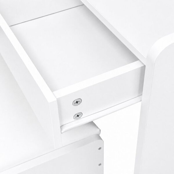 Toaletni stolić s LED ogledalom i tabureom – 3 ladice, ormarić