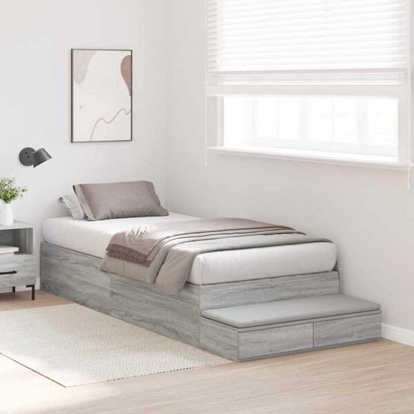 Krevet s ladicama Siva Sonoma 80 cm Konstruirano drvo - Siva / 80 cm