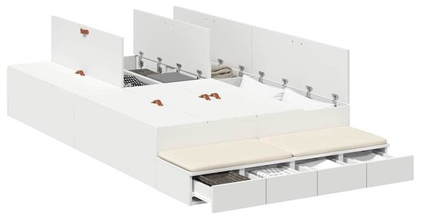 Krevet s ladicama s ladicama Bijelo 120 cm Konstruirano drvo - Bijela / 120 cm
