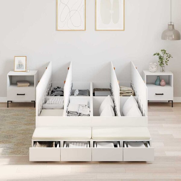 Krevet s ladicama s ladicama Bijelo 120 cm Konstruirano drvo - Bijela / 120 cm