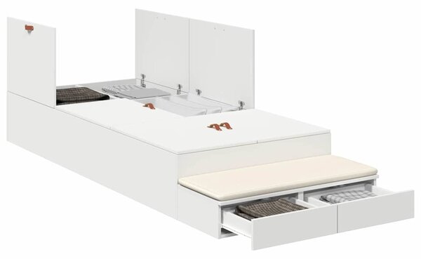 Krevet s ladicama s ladicama Bijelo 100 cm Konstruirano drvo - Bijela / 100 cm