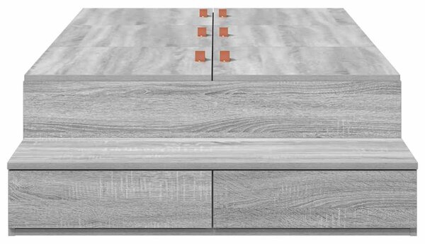 Krevet s ladicama Siva Sonoma 80 cm Konstruirano drvo - Siva / 80 cm
