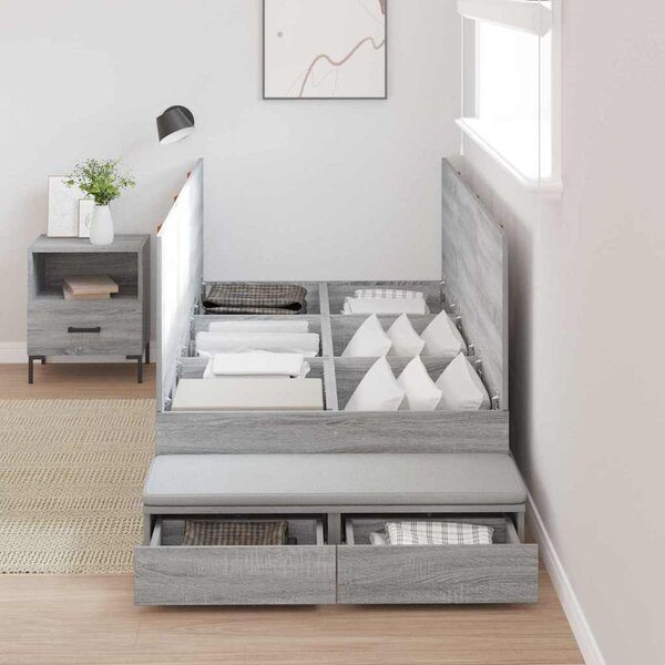Krevet s ladicama Siva Sonoma 80 cm Konstruirano drvo - Siva / 80 cm