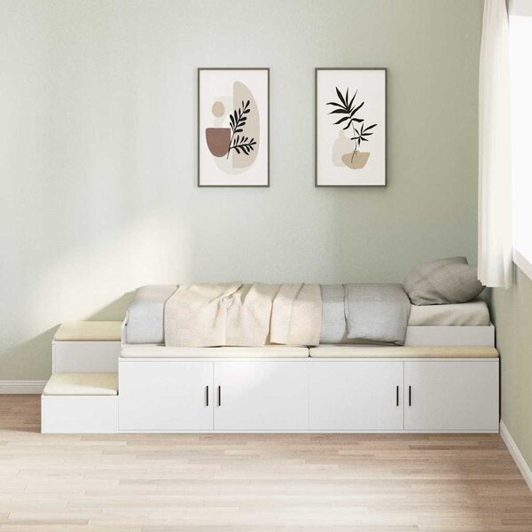 Krevet s ladicama s pohranom Bijelo 75 cm Konstruirano drvo - Bijela / 75 cm
