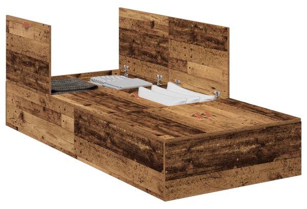 Krevet s ladicama Staro drvo 70 x 190 cm Konstruirano drvo - Smeđa / 70 x 190 cm
