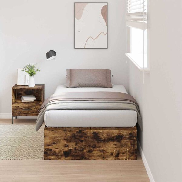 Krevet s ladicama Dimljeni hrast 70 x 190 cm Konstruirano drvo - Smeđa / 70 x 190 cm