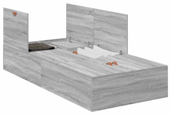 Krevet s ladicama Siva Sonoma 80 x 200 cm Konstruirano drvo - Siva / 80 x 200 cm
