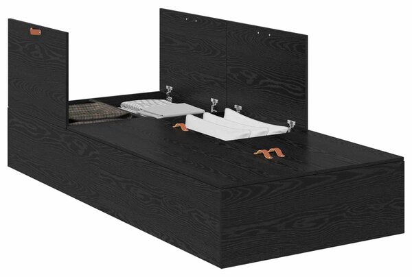 Krevet s ladicama Crni hrast 70 x 190 cm Konstruirano drvo - Crna / 70 x 190 cm