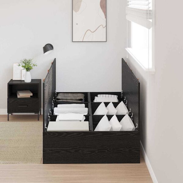 Krevet s ladicama Crni hrast 70 x 190 cm Konstruirano drvo - Crna / 70 x 190 cm