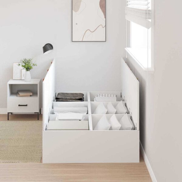 Krevet s ladicama Bijelo 100 x 200 cm Konstruirano drvo - Bijela / 100 x 200 cm