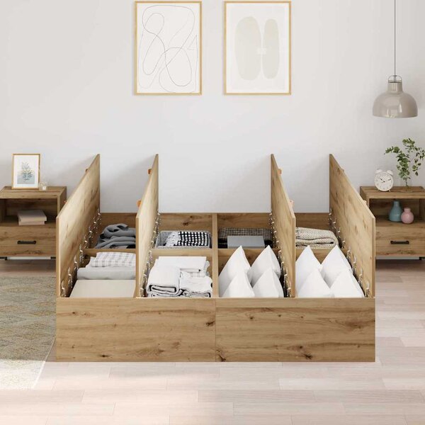 Krevet s ladicama s pohranom Umjetnički hrast 150 x 200 cm - Smeđa / 150 x 200 cm