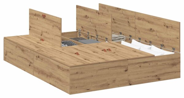 Krevet s ladicama s pohranom Umjetnički hrast 150 x 200 cm - Smeđa / 150 x 200 cm